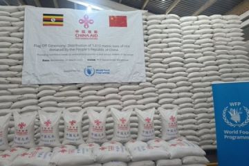 China has donated 1,610 metric tonnes of rice to Uganda’s semi-arid northeastern region of Karamoja