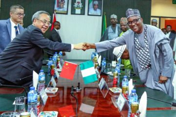 Hu Chunchua , Vice Chairman of the National Committee of the 14th Chinese People’s Political Consultative Conference (CPPCC) with the Speaker, Nigeria House of Representatives –Hon. Abbas Tajudeen