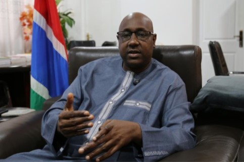 Gambian Minister of Agriculture Demba Sabally speaks during an exclusive interview