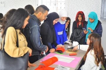 Students learn inscription rubbing in the Confucius Institute at Carthage University in Tunis, Tunisia