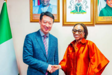 Amb. Yu Dunhai with Dr. Jumoke Oduwole