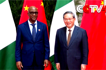 IN PHOTO: Speaker of the House of Representatives of Nigeria—Abbas Tajudeen with Chinese Premier—Li Qiang at the 8th China International Import Expo (CIIE) in Shanghai, East China.
