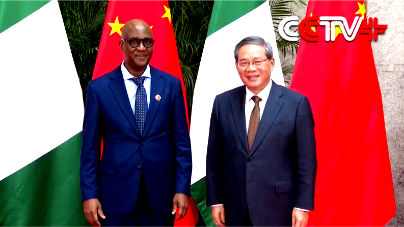 IN PHOTO: Speaker of the House of Representatives of Nigeria—Abbas Tajudeen with Chinese Premier—Li Qiang at the 8th China International Import Expo (CIIE) in Shanghai, East China.
