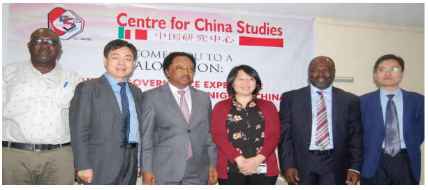 L-R: Director, Centre for China Studies (CCS) – Mr. Charles Onunaiju, Discussants – Prof. Joseph Goluwa, Vice President Renmin University of China – Prof. Wang Yiwei, Chairman of the Dialogue – Senator Shehu Sani, Guest Speaker from Peking University China – Dr. Jia Yu, and Prof. Nazifi Darma of the University of Abuja, during the Dialogue on China’s Governance Experience and the opportunities of Nigeria – China Cooperation, organized by CCS, was held yesterday in Abuja.